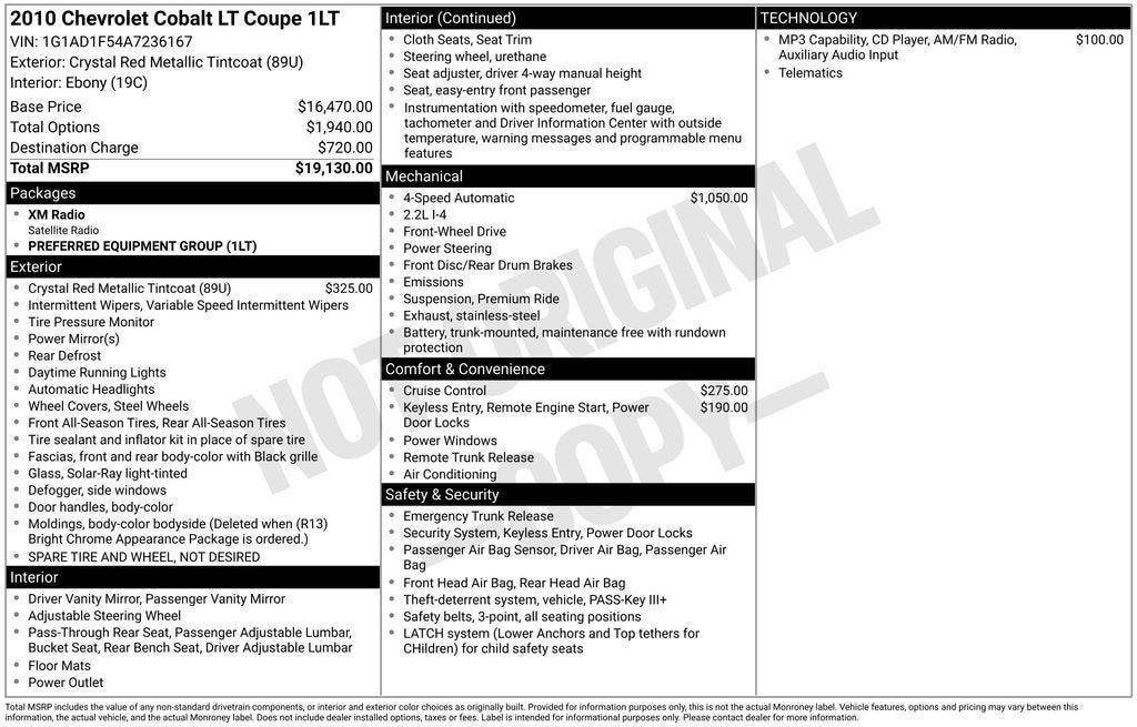 2010 Chevrolet Cobalt LT w/1LT