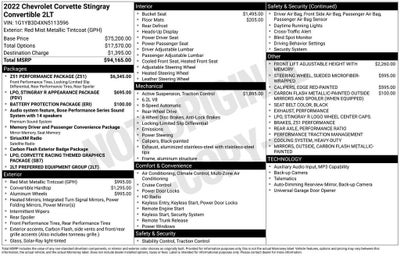 2022 Chevrolet Corvette Stingray 2LT