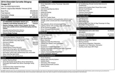 2016 Chevrolet Corvette Stingray 2LT