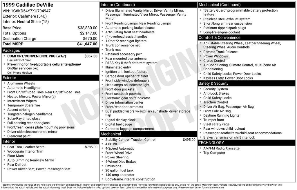 1999 Cadillac Deville Base
