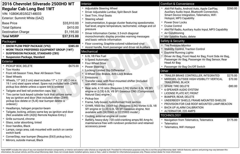 2016 Chevrolet Silverado 2500 HD Work Truck