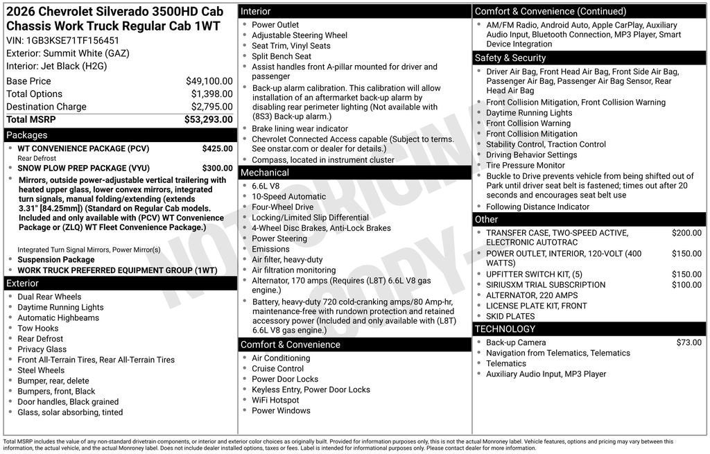2026 Chevrolet Silverado 3500 HD Chassis Cab Work Truck