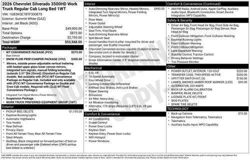 2026 Chevrolet Silverado 3500 HD WT