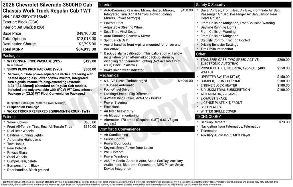 2026 Chevrolet Silverado 3500 HD Chassis Cab Work Truck