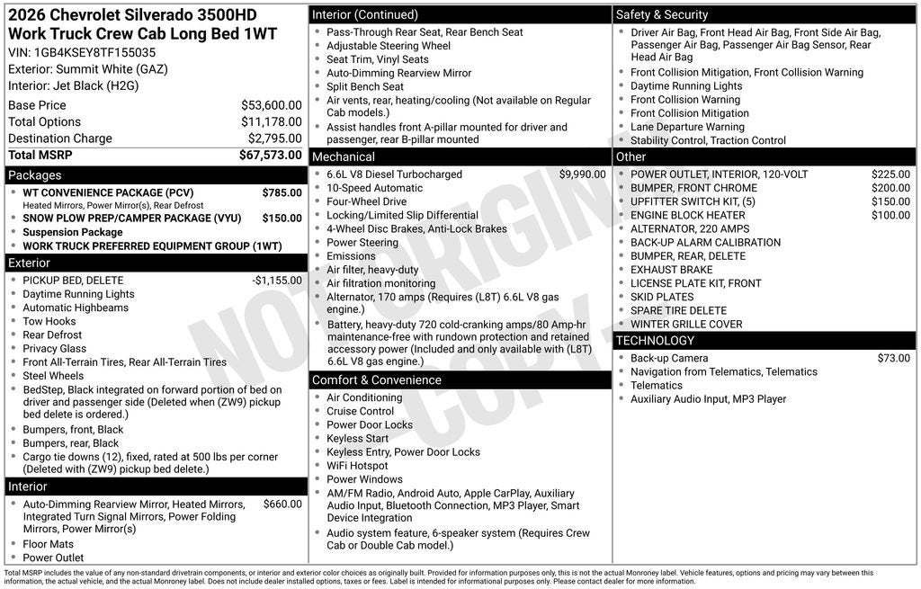 2026 Chevrolet Silverado 3500 HD WT