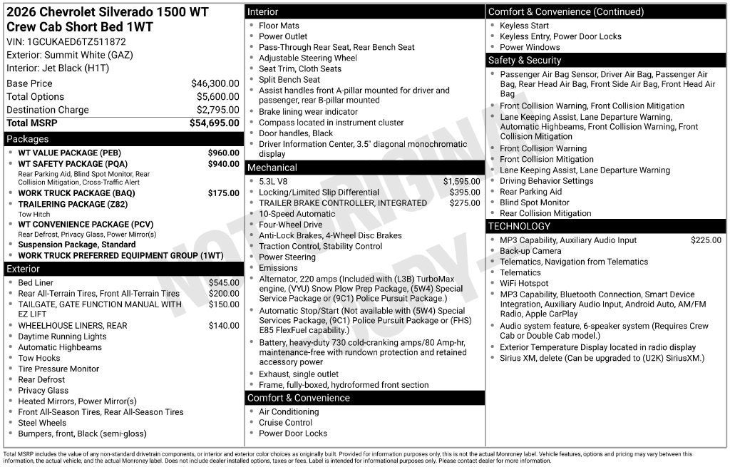 2026 Chevrolet Silverado 1500 WT