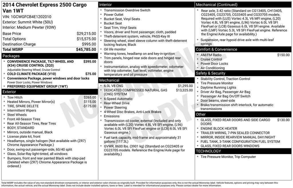 2014 Chevrolet Express Cargo 2500 Base