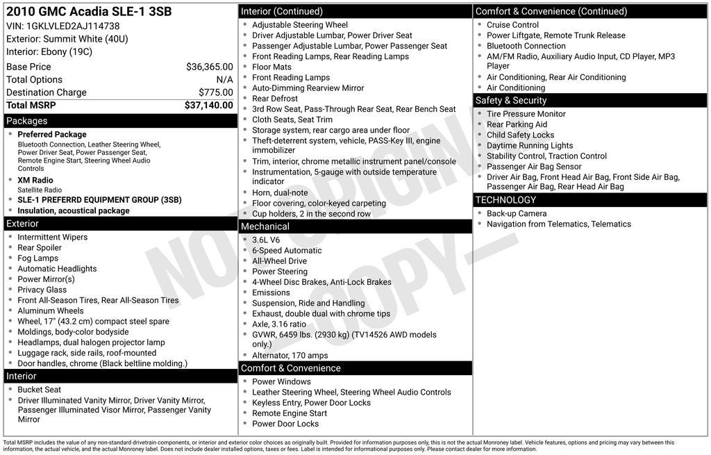 2010 GMC Acadia SLE