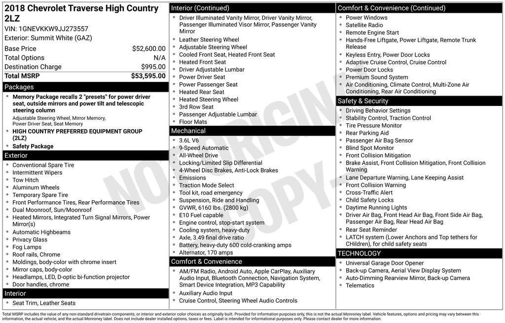 2018 Chevrolet Traverse High Country