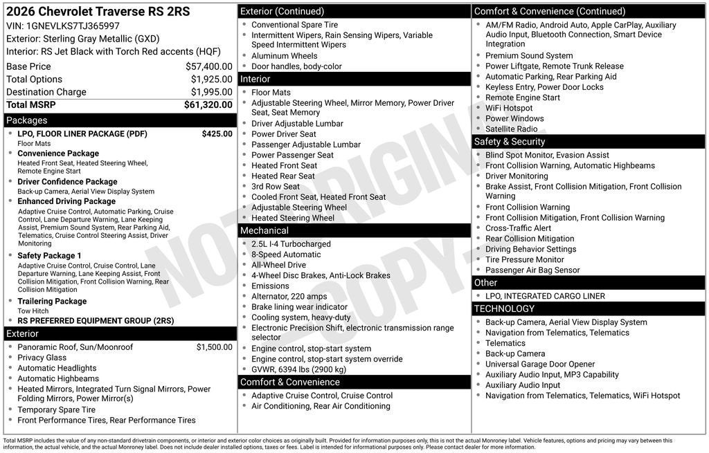 2026 Chevrolet Traverse RS