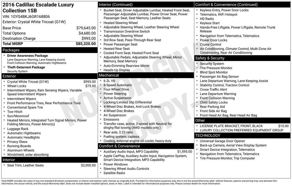 2016 Cadillac Escalade Luxury Collection