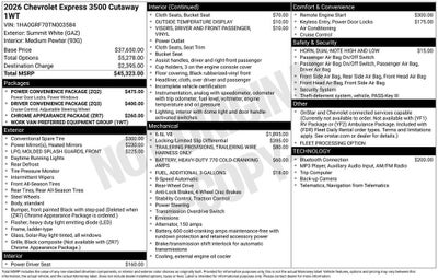 2026 Chevrolet Express Cutaway 3500 1WT