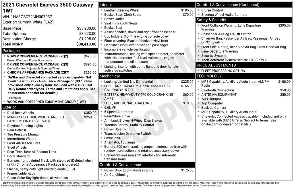 2021 Chevrolet Express Cutaway 3500 Base