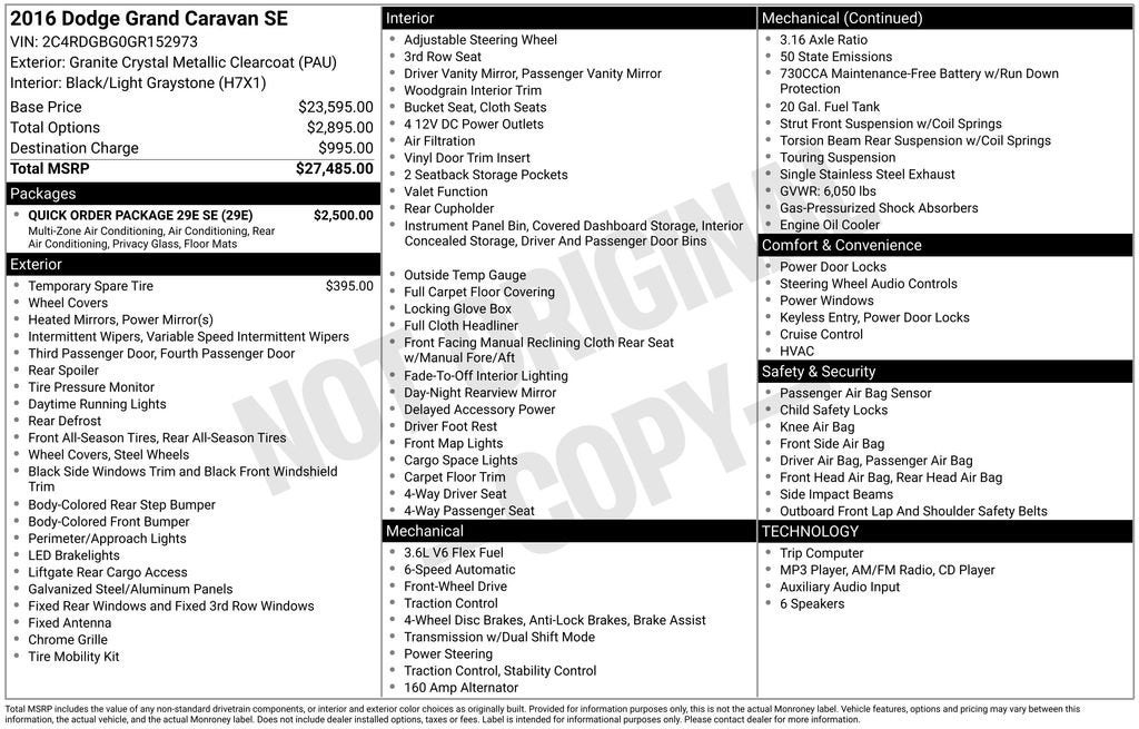 2016 Dodge Grand Caravan SE