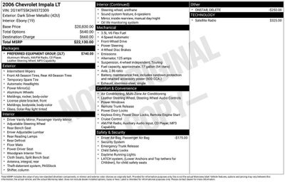 2006 Chevrolet Impala LT 3.5L