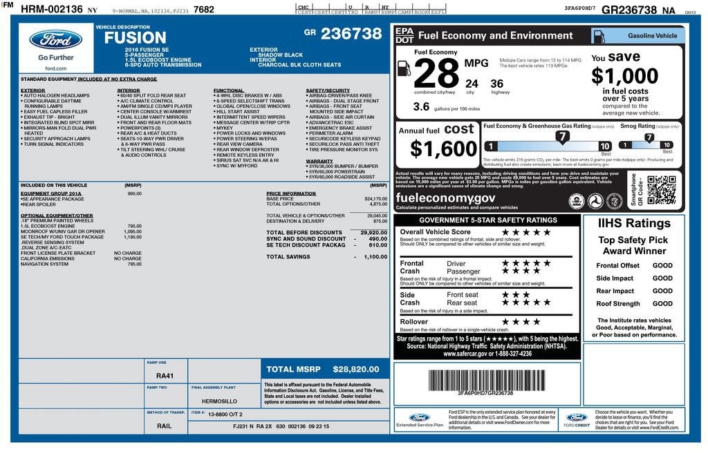 2016 Ford Fusion SE