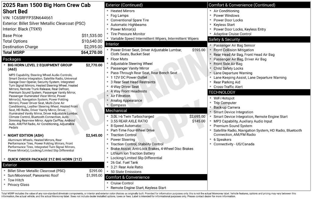 2025 RAM 1500 Big Horn/Lone Star