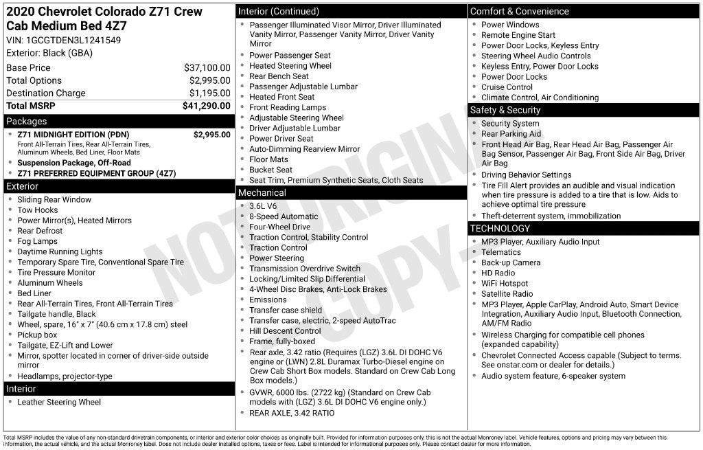 2020 Chevrolet Colorado Z71