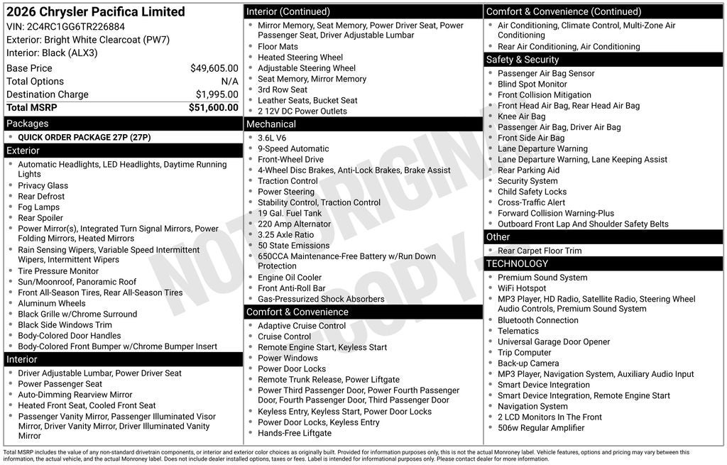 2026 Chrysler Pacifica Limited