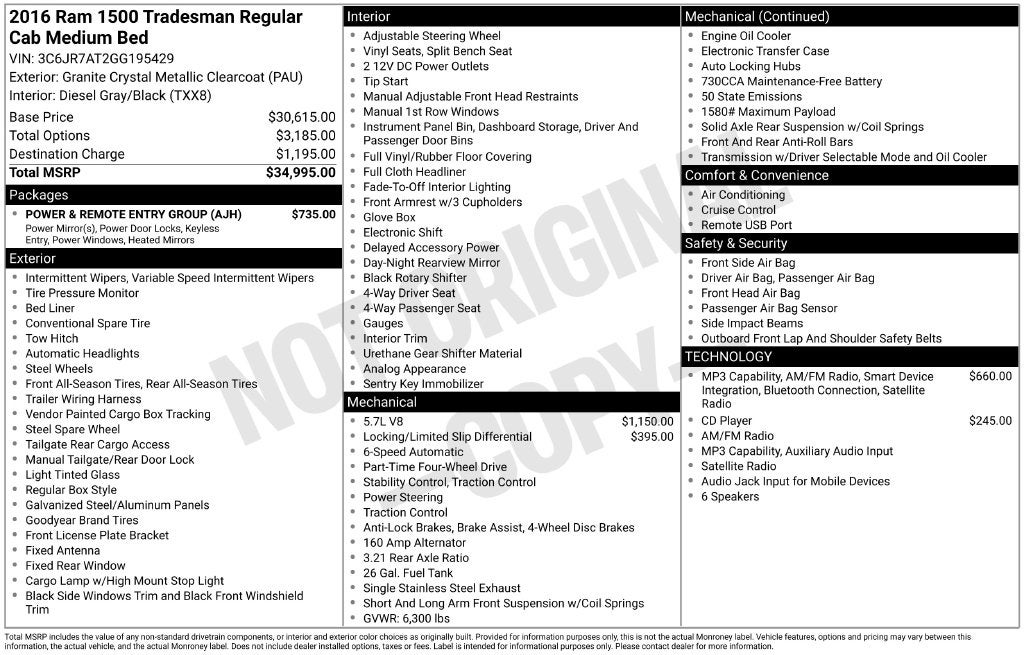 2016 RAM 1500 Tradesman