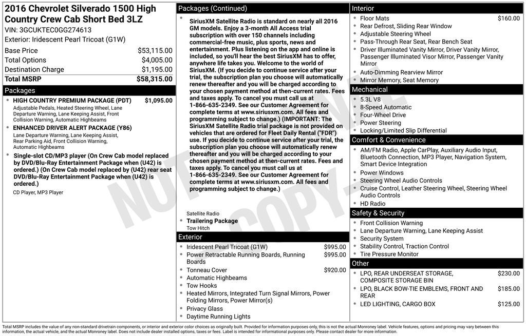 2016 Chevrolet Silverado 1500 High Country